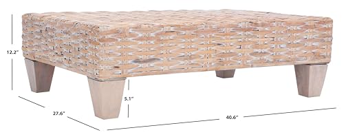 SAFAVIEH Home Collection Leary Coastal Natural White Wash Coffee Table