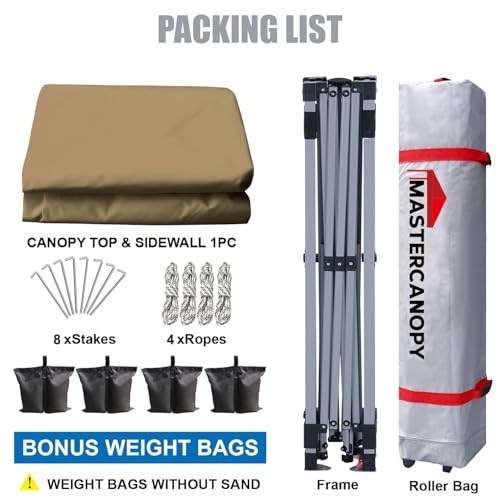 MASTERCANOPY Durable Pop-up Canopy Tent with 1 Sidewall (10'x10',White)