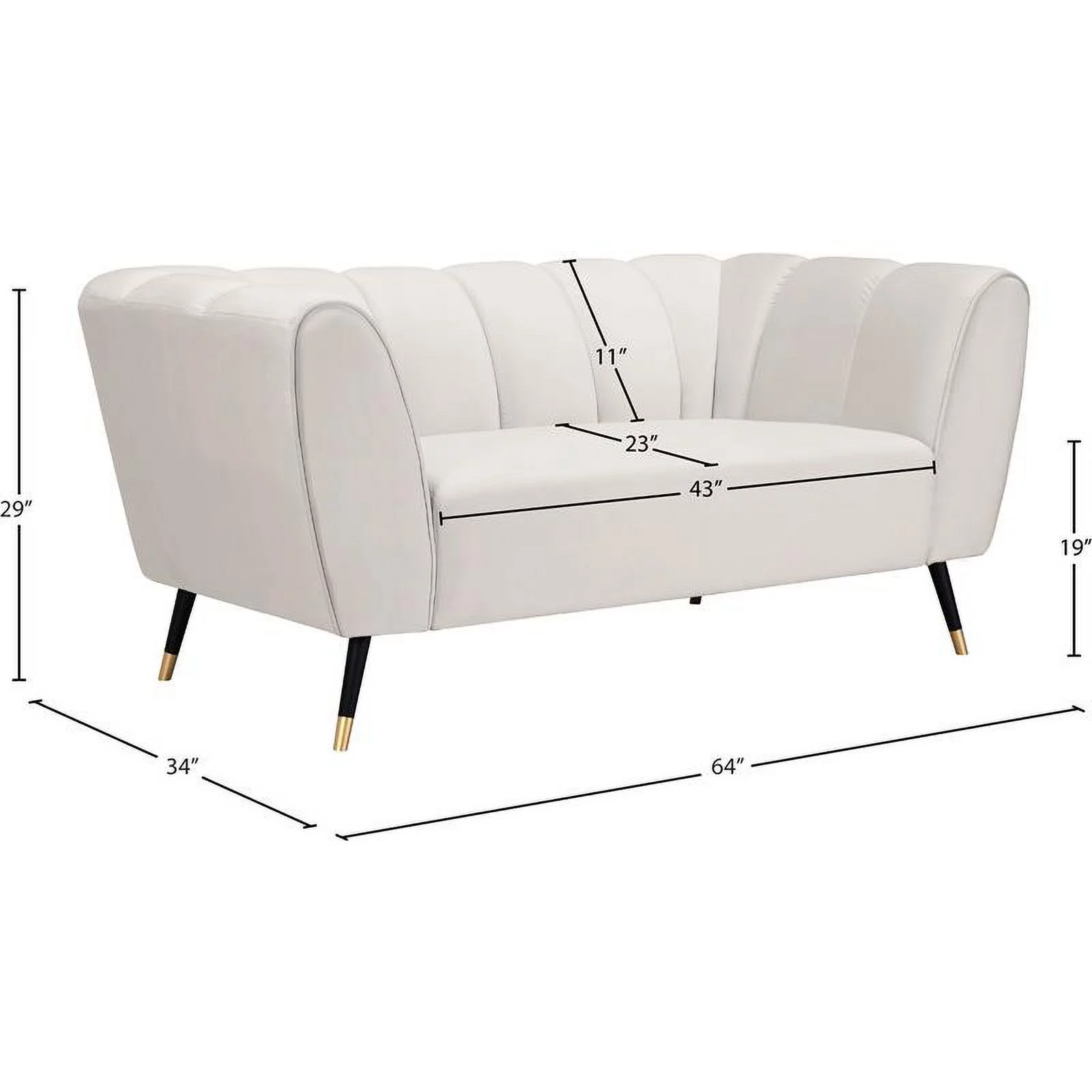 Meridian Furniture Beaumont Cream Velvet Loveseat