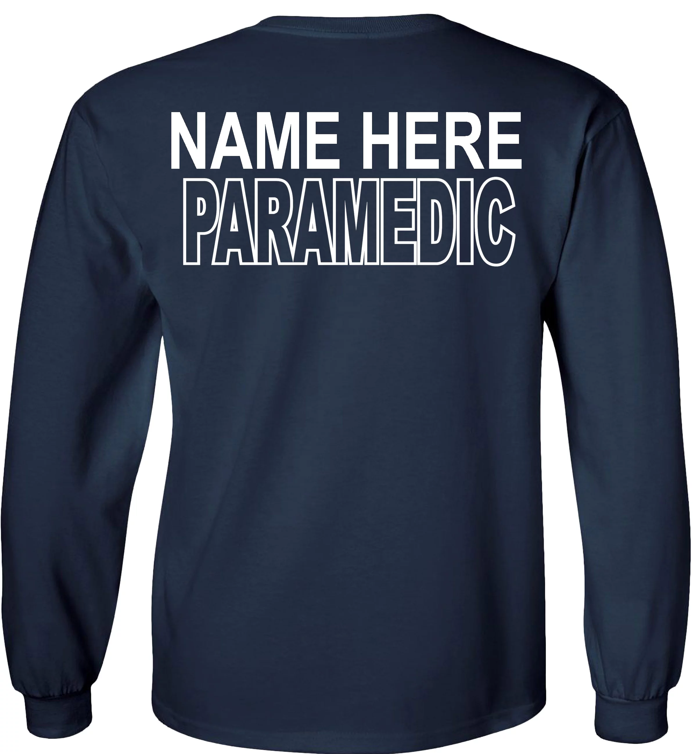 Fair Game Custom Paramedic Long Sleeve Shirt Emergency Medical Personalized Graphic Tee-Navy-Large