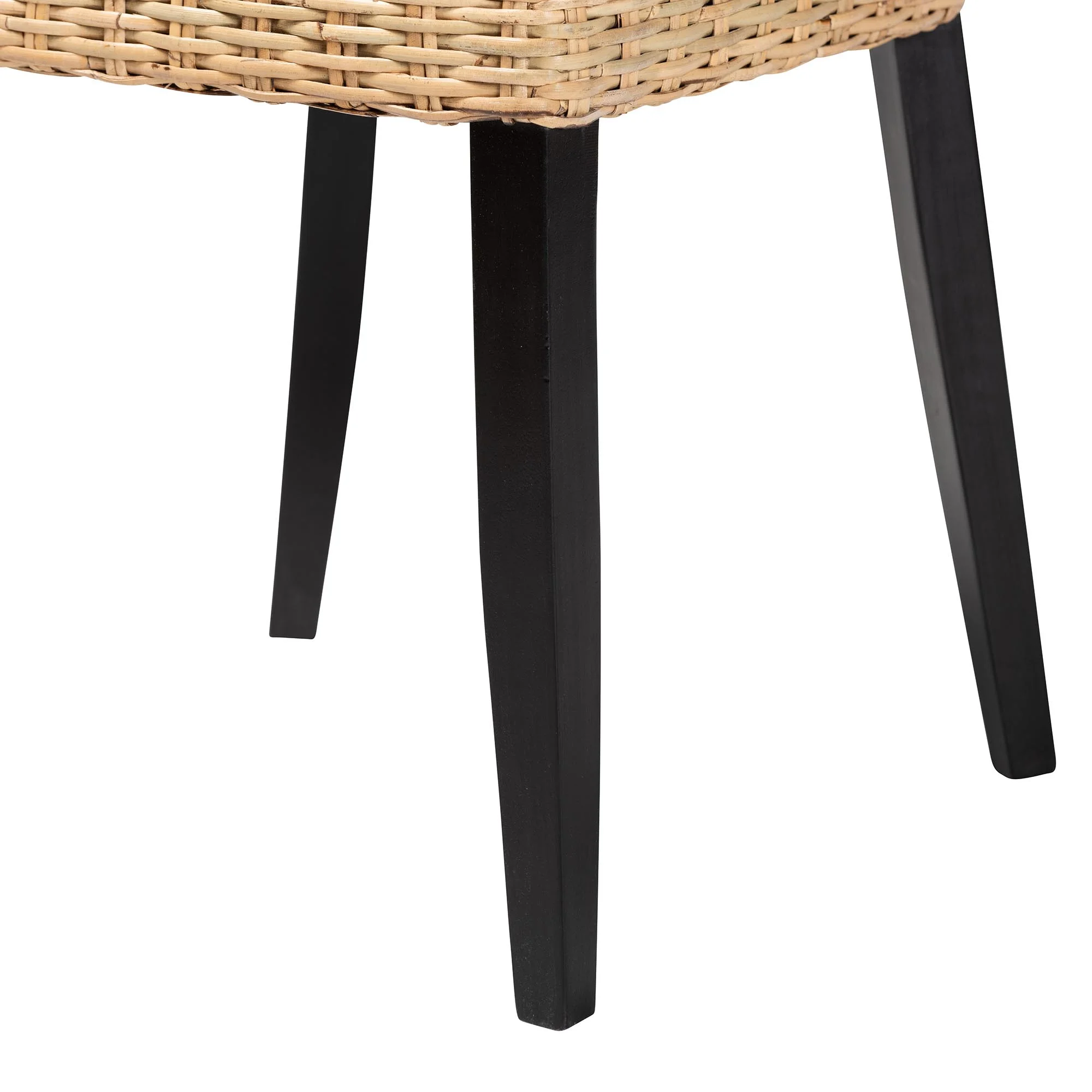 Baxton Studio Dermot Modern Bohemian Dark Brown Finished Wood and Natural Rattan 2-Piece Dining Chair Set