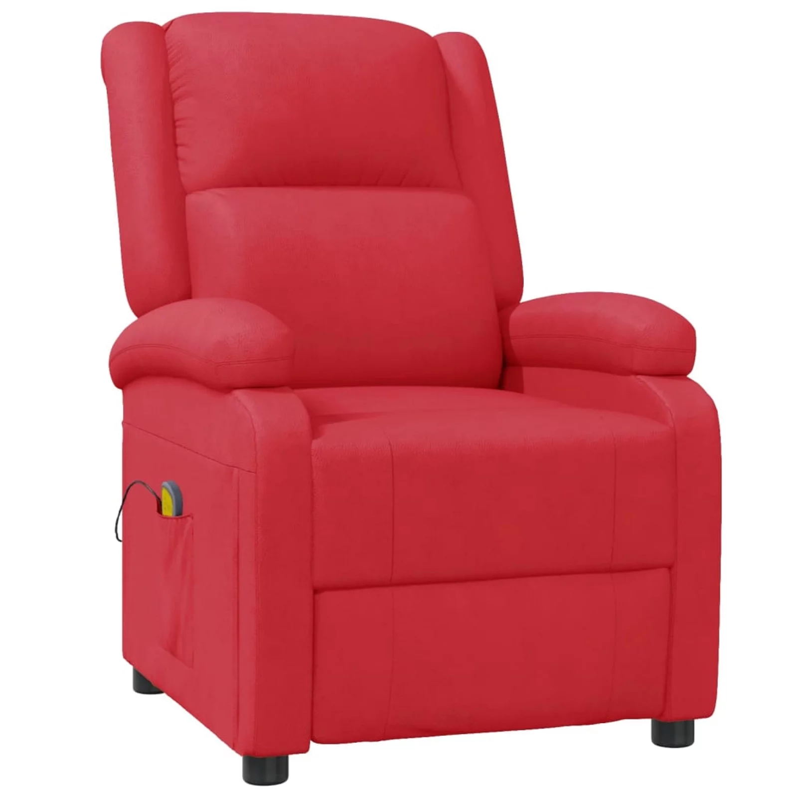 moobody Massage Reclining Chair with Extended Footrest and Side Pocket Faux Leather Sofa Chair Recliner Red for Elderly, Living Room 28in x 38.6in x 37.4in