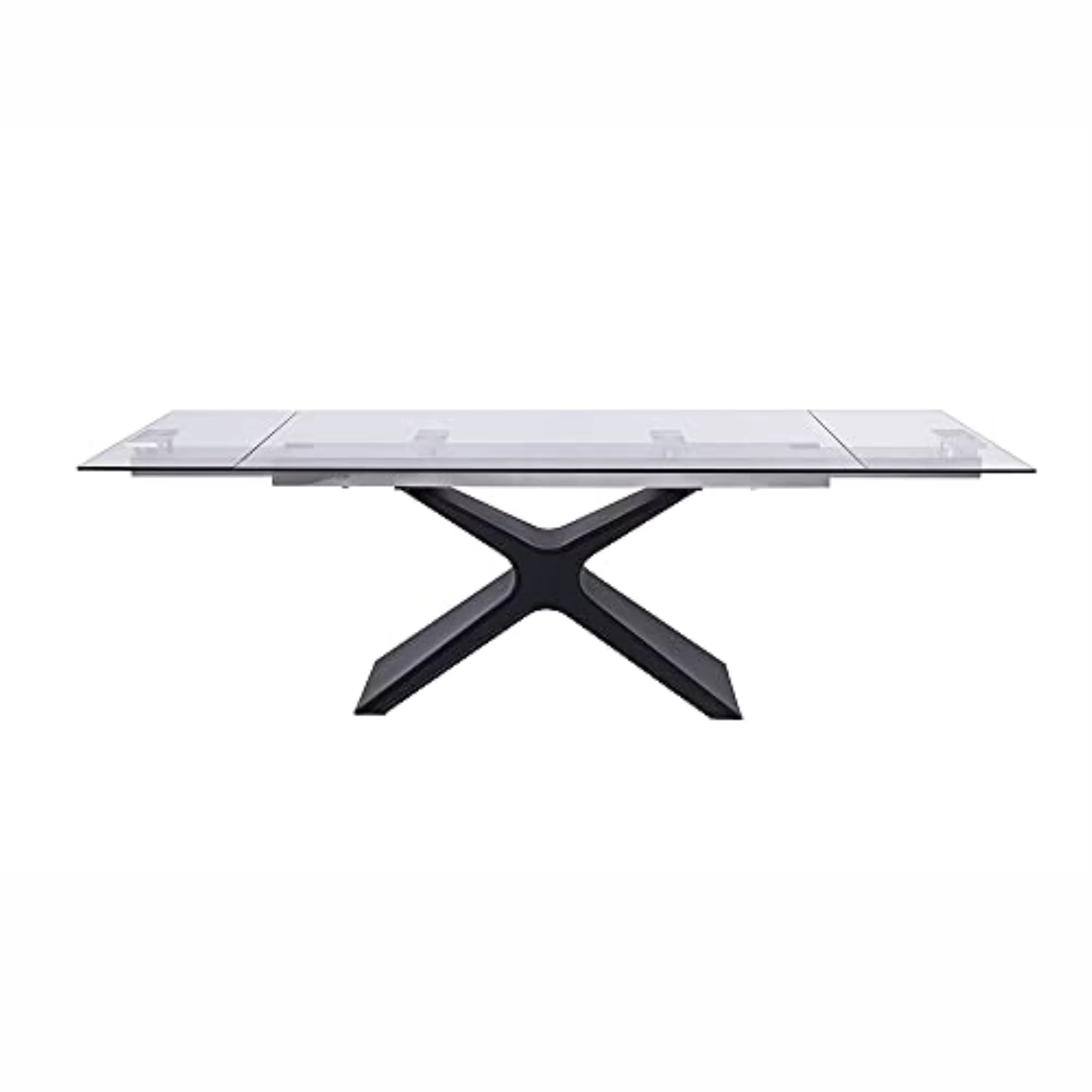 Whiteline West Tempered Clear Glass Extendable Dining Table DT1716-BLK