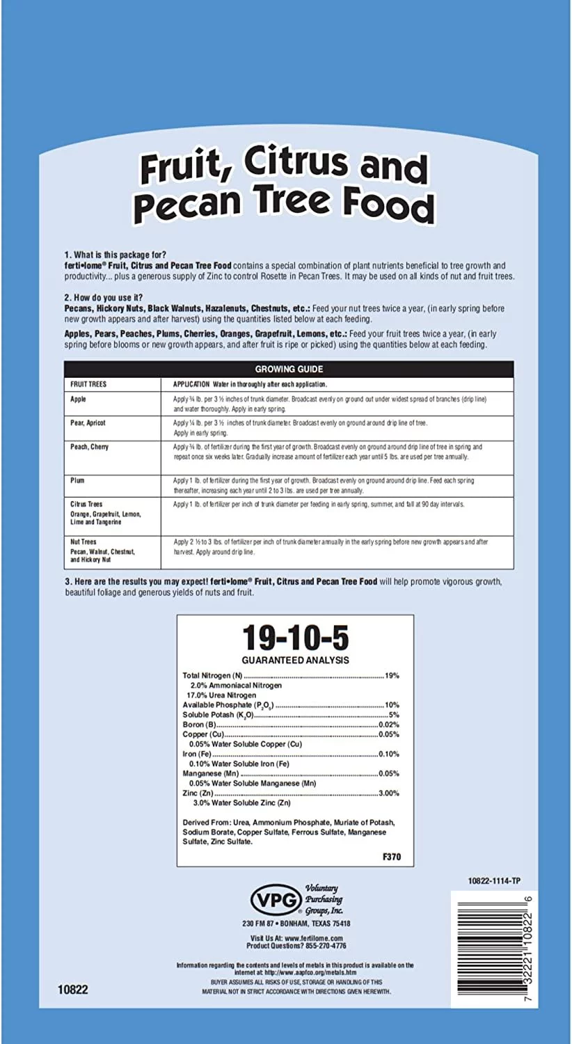 Fertilome 10822 Fruit, Citrus and Pecan Tree Food 19-10-5 20 lbs.