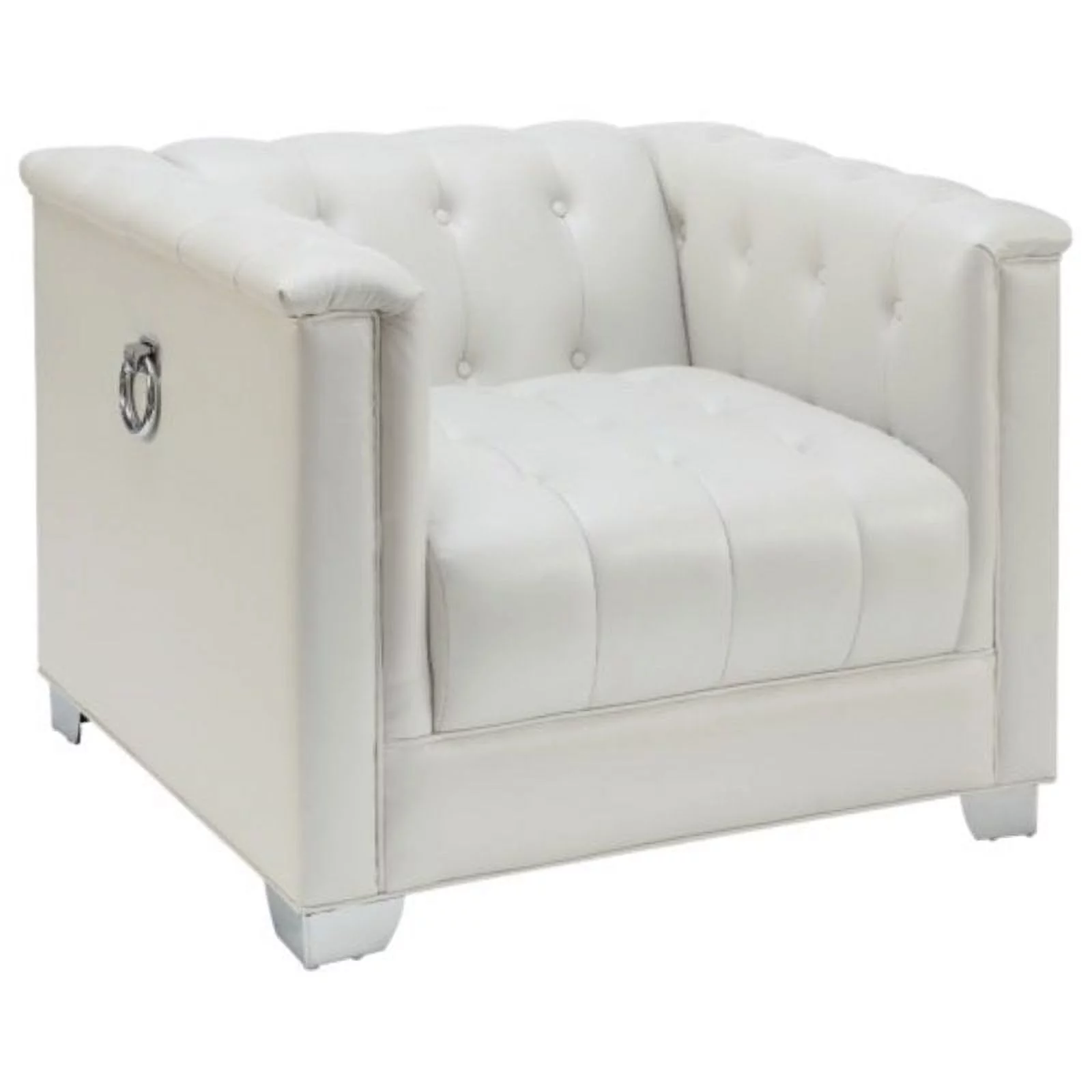 Stonecroft Furniture Bryant Tufted Faux Leather Chair in White
