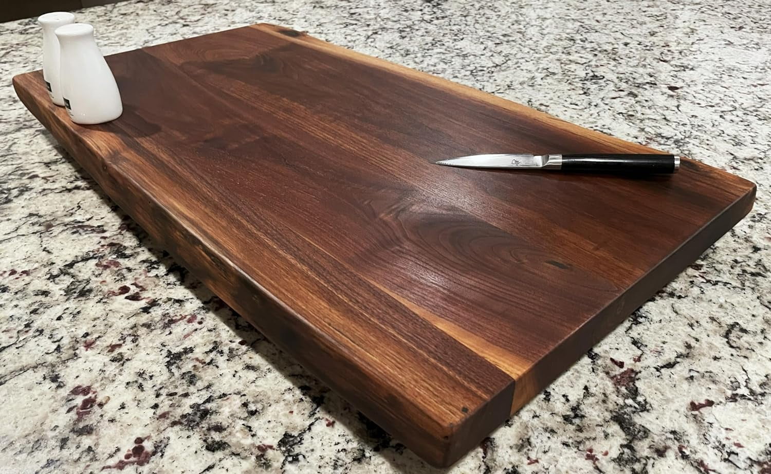 NLIBOOMLife Black Walnut Extra Large  Gorgeous  Full-of-Character   Solid Double Live Edge Wood Charcuterie/Appetizer/Dessert/Grazing/Serving Board. 100%  . 27 x 15 x 1.25"