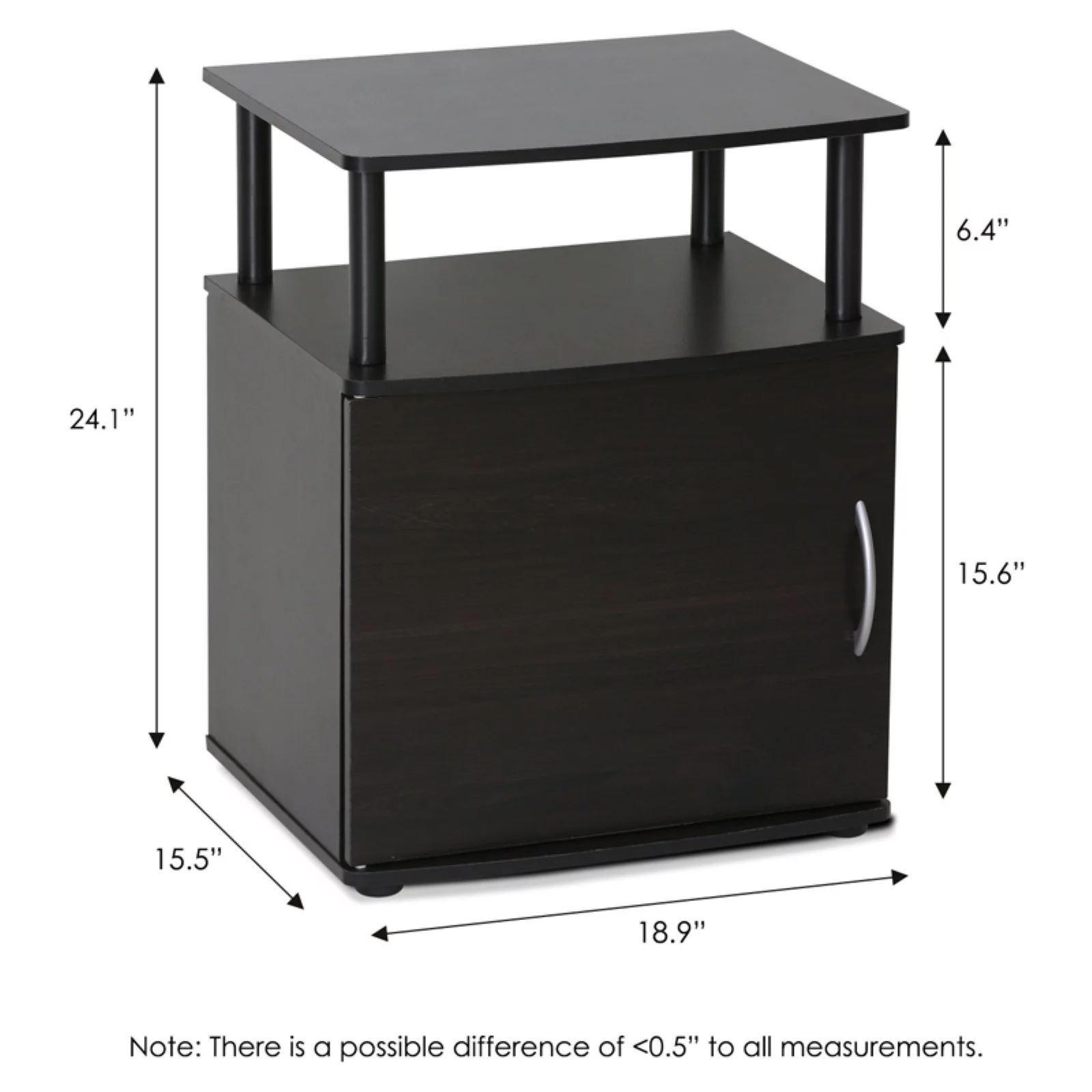 Furinno JAYA Engineered Wood Utility Design End Table in Black (Set of 2)