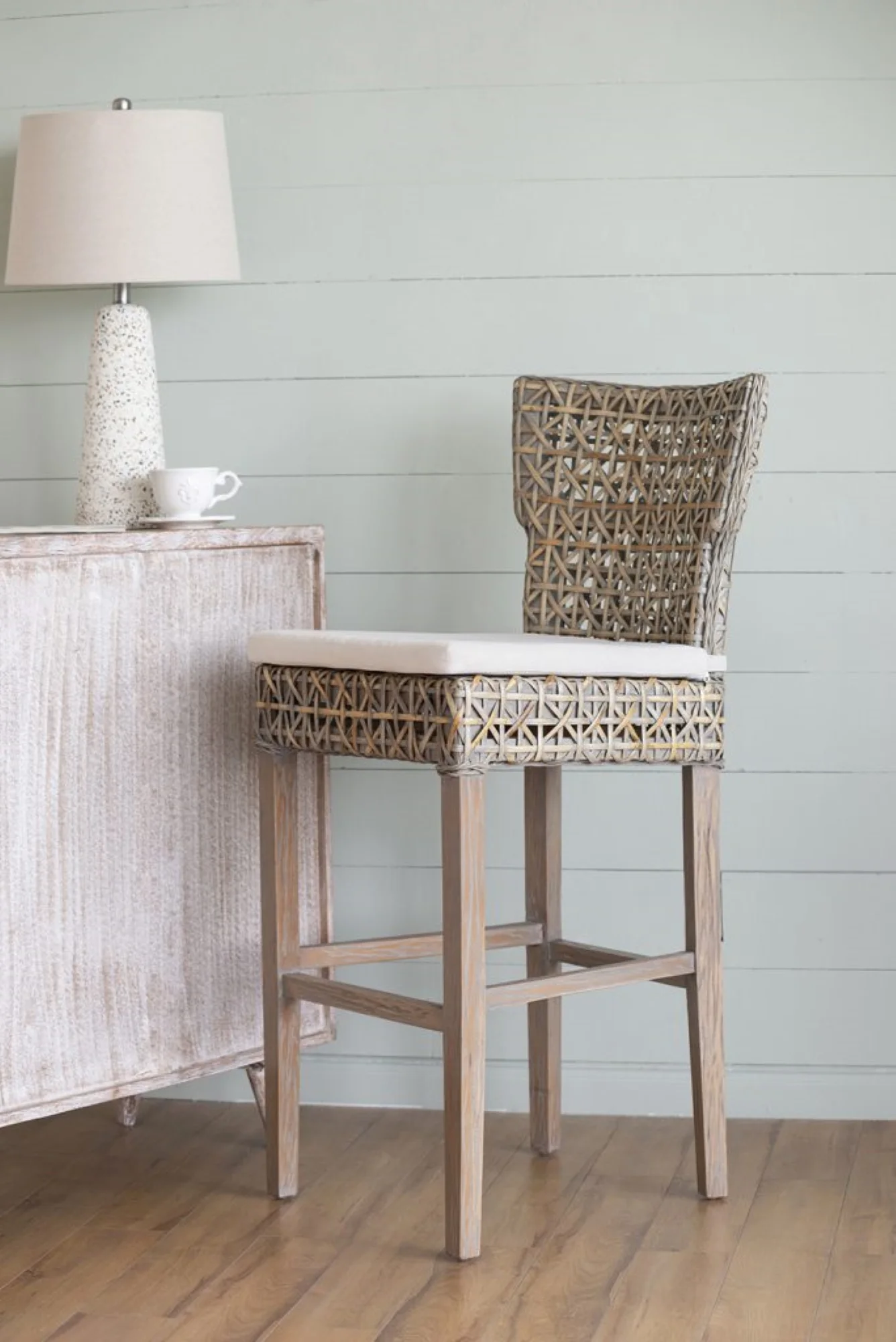 CC Home Furnishings Armless Woven Padded Seat Bar Chair - 44.5