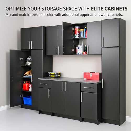 Prepac Elite 16 inch Stackable Wall Cabinet, Black