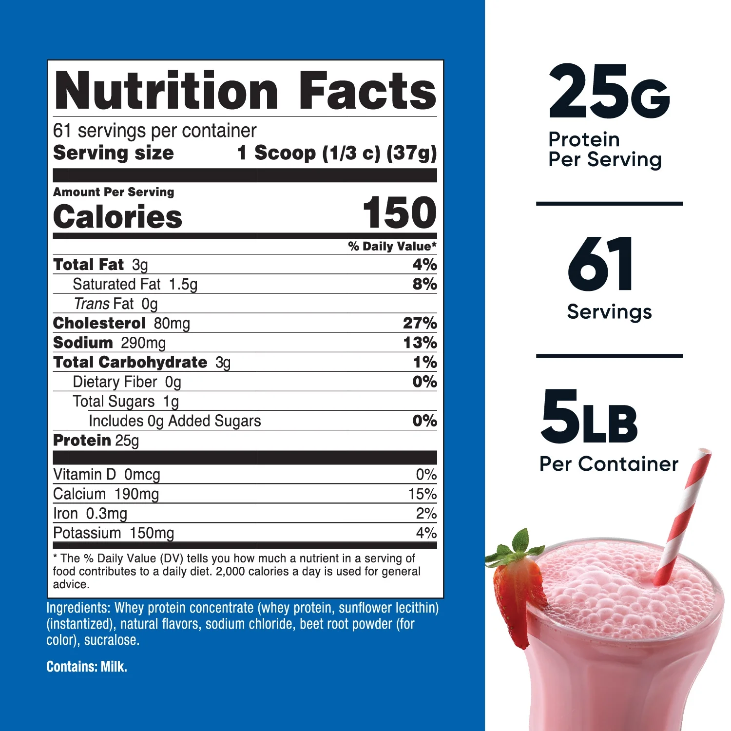 Nutricost Whey Protein Concentrate (Strawberry Milkshake) 5LBS - Protein Supplement