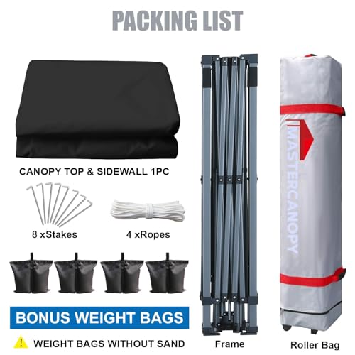 MASTERCANOPY Durable Pop-up Canopy Tent with 1 Sidewall (10'x10',White)