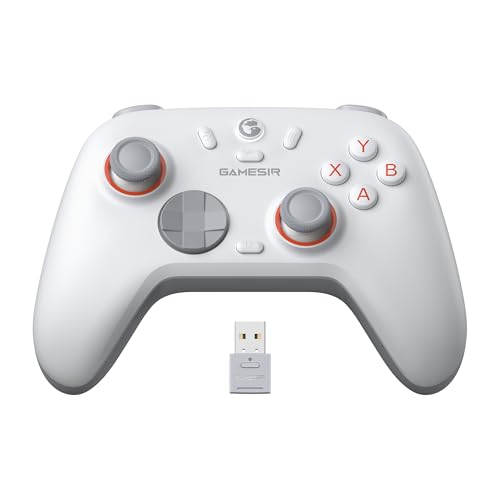 GameSir Nova 2 Lite Wireless PC Controller with Hall Effect Joysticks & Triggers, 2.4G & Wired 1000Hz Polling Rate, Remappable Buttons - Compatible with PC/Switch/Steam/Android (White)