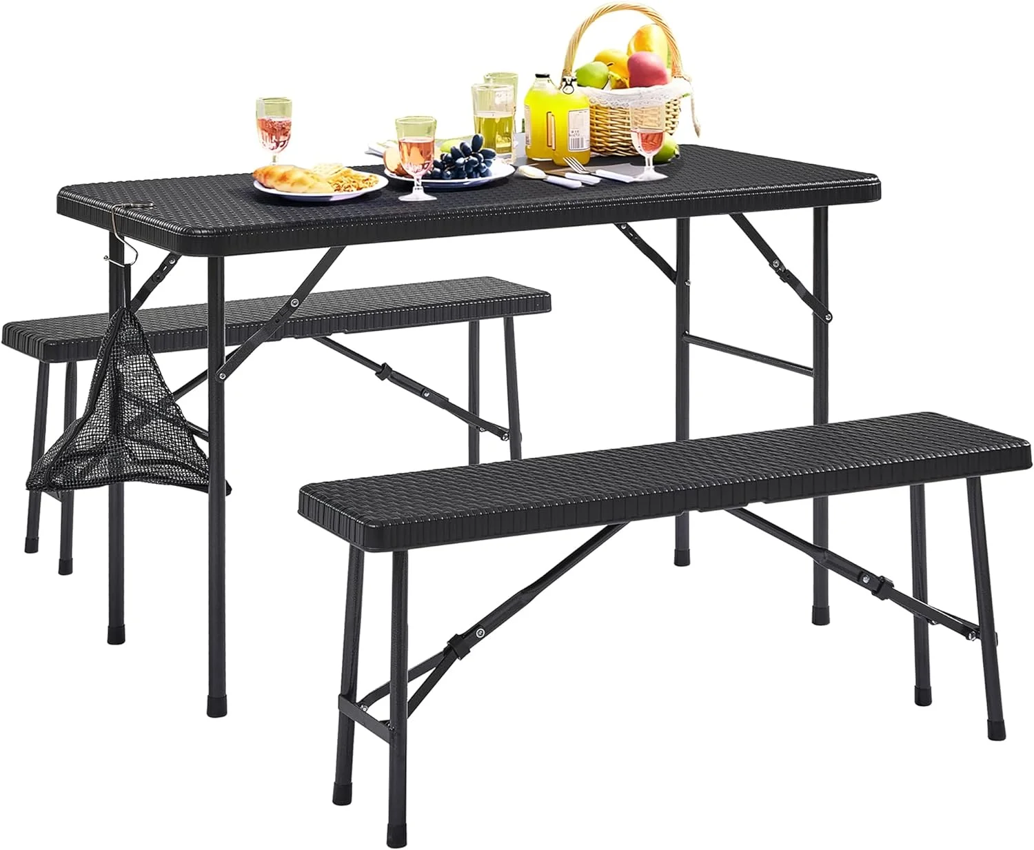 JIAH 3 Piece Folding Picnic Table with Benches, 47.2