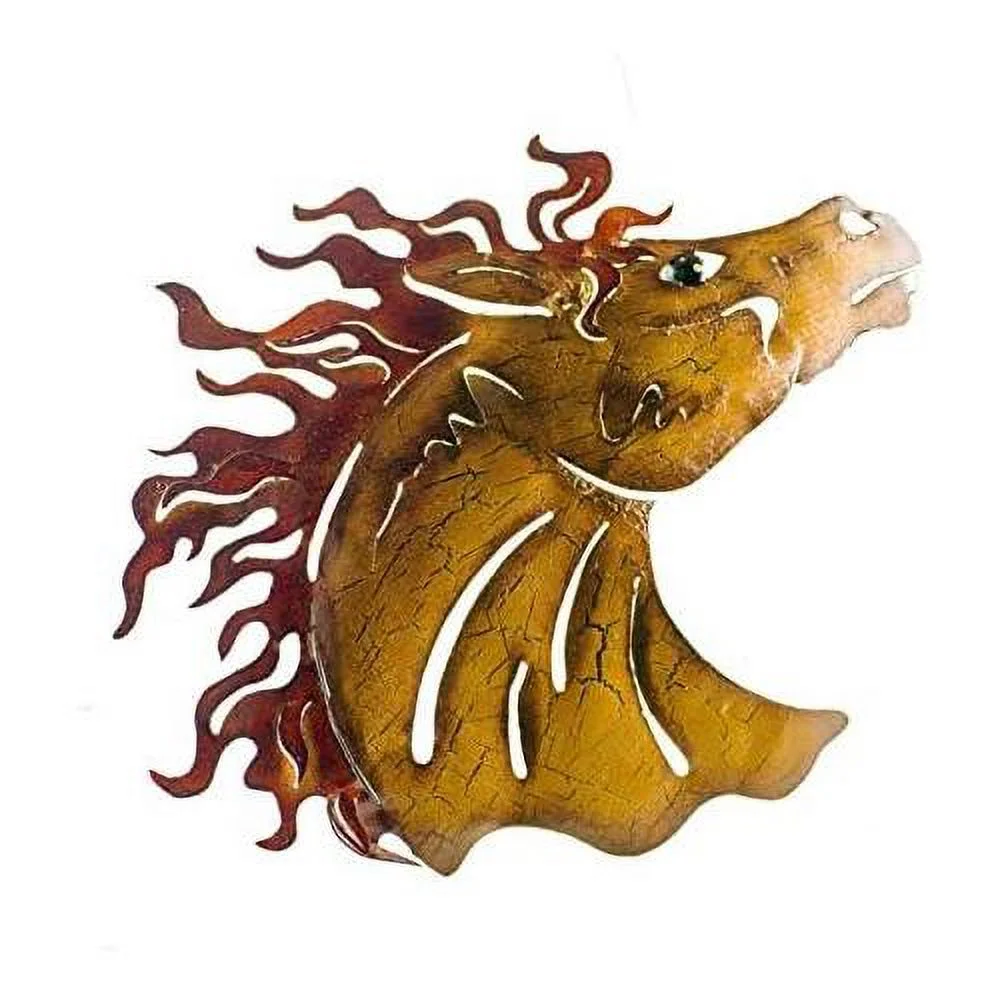 Artisan Crafted Painted Iron Plasma Cut | Metal Wall Art | Horse Head Crackle