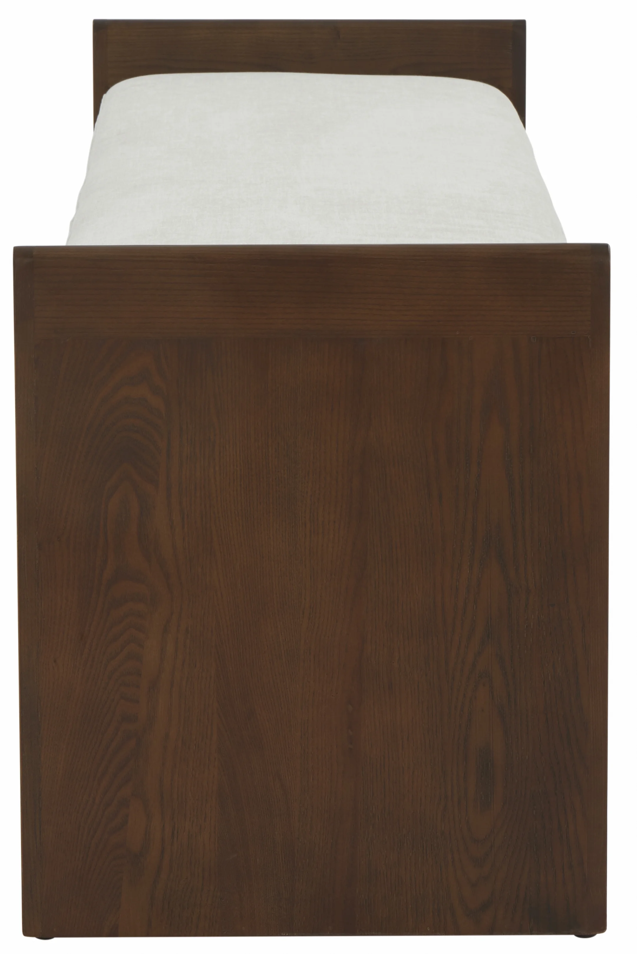 SAFAVIEH Couture Blanchette Solid Velvet Modern Bench with Wood Frame, Cream/Walnut