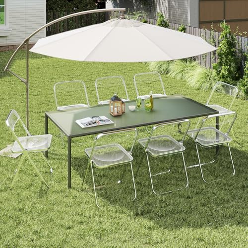 Acrylic Folding Chairs with Stackable, Clear Plastic Chair with Crystal Seat-PC & Metal Chrome Frame, Weight Capacity 350 lbs, 2 Pack,Transparent