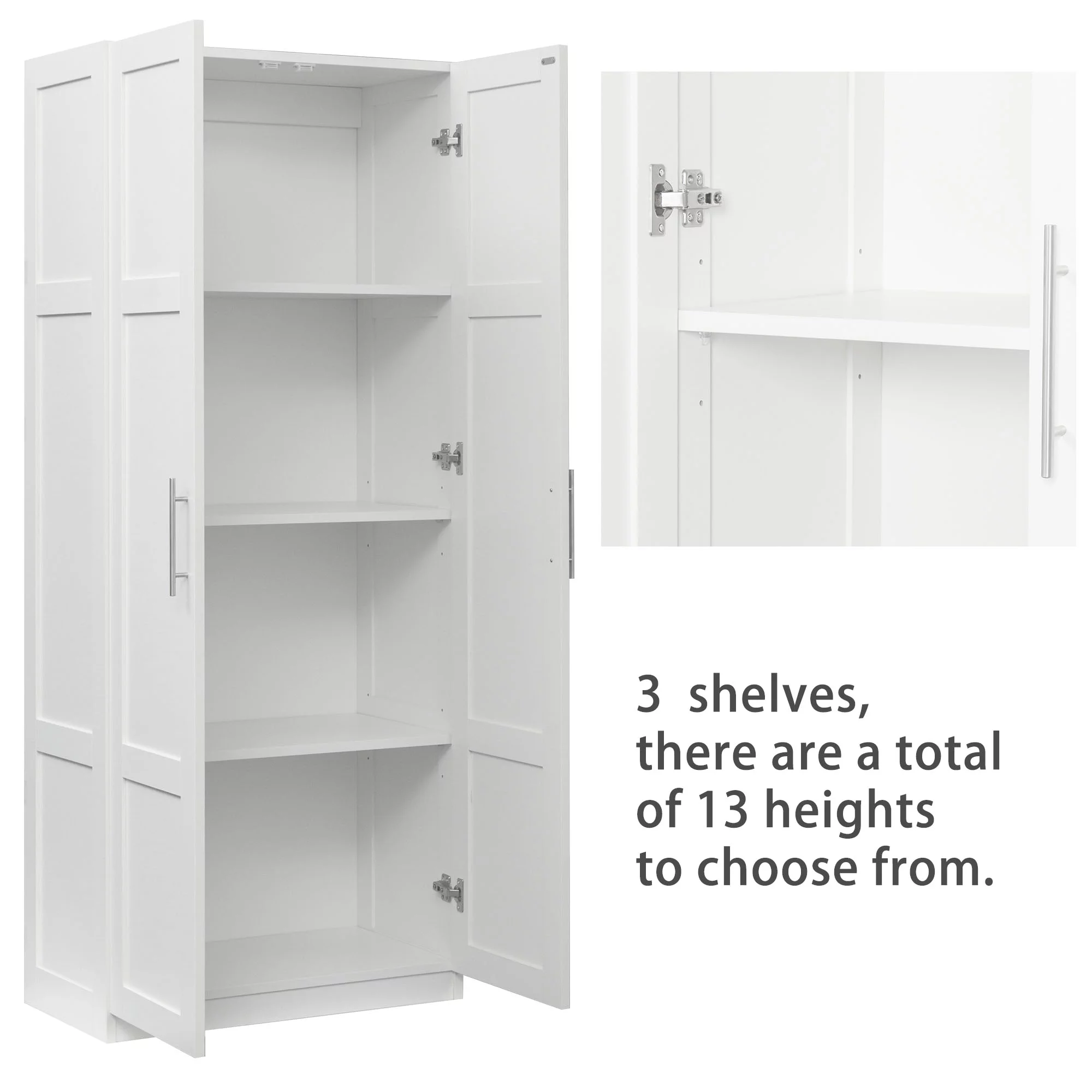 HIUU White Armoire Wardrobe 31 inches,Modern Tall Storage Cabinet for Living Room,Wood Pantry Storage Cabinet with Doors