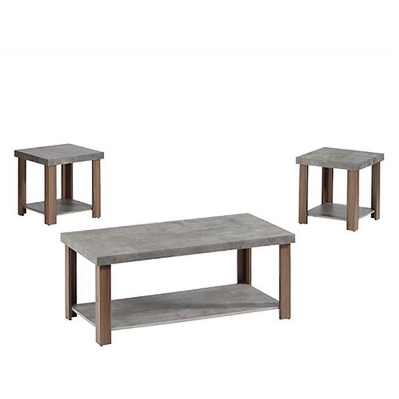 Progressive Furniture T246-95 Living Room Cocktail Table & 2 End Tables, Gray & Oak - Pack of 3