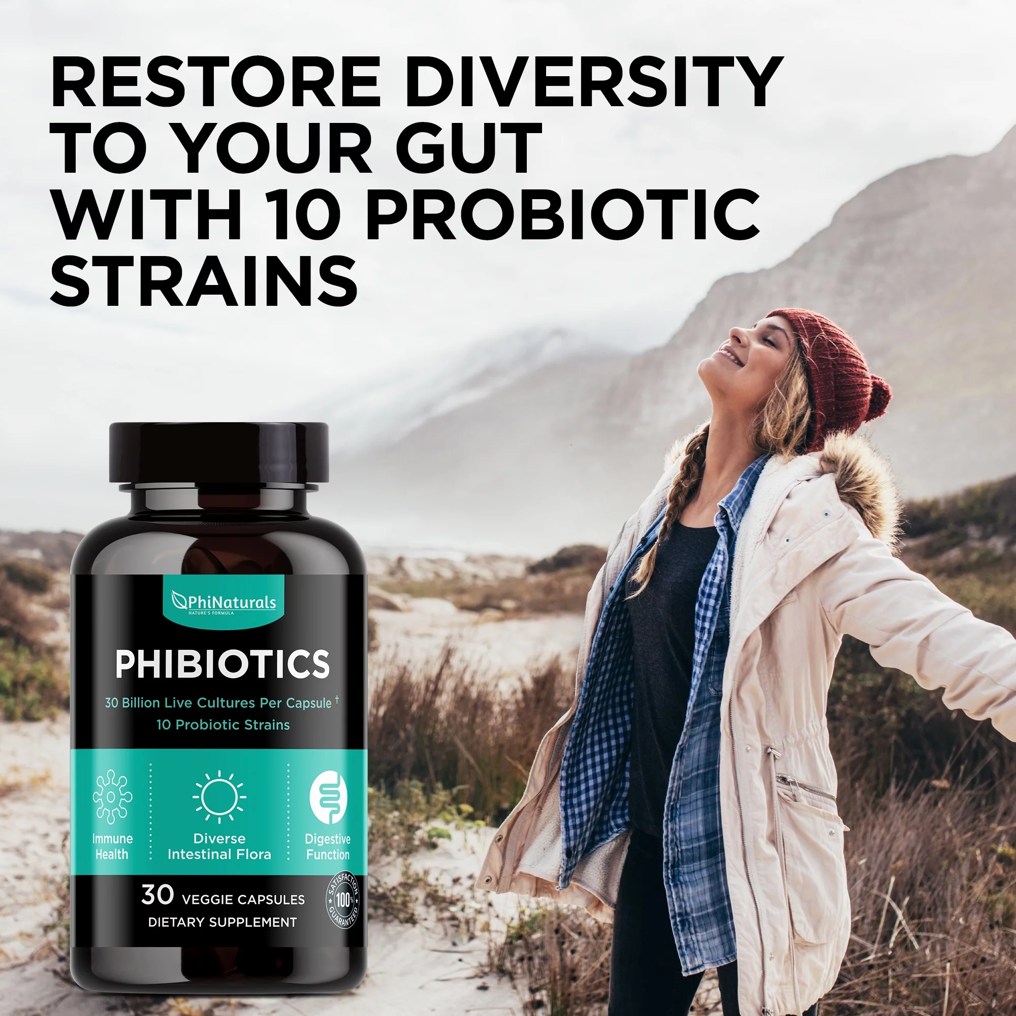 Probiotic (Pack of 3) Supplement by Phi Naturals