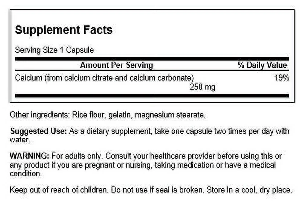 Swanson Calcium Citrate Complex 250 mg 300 Capsules