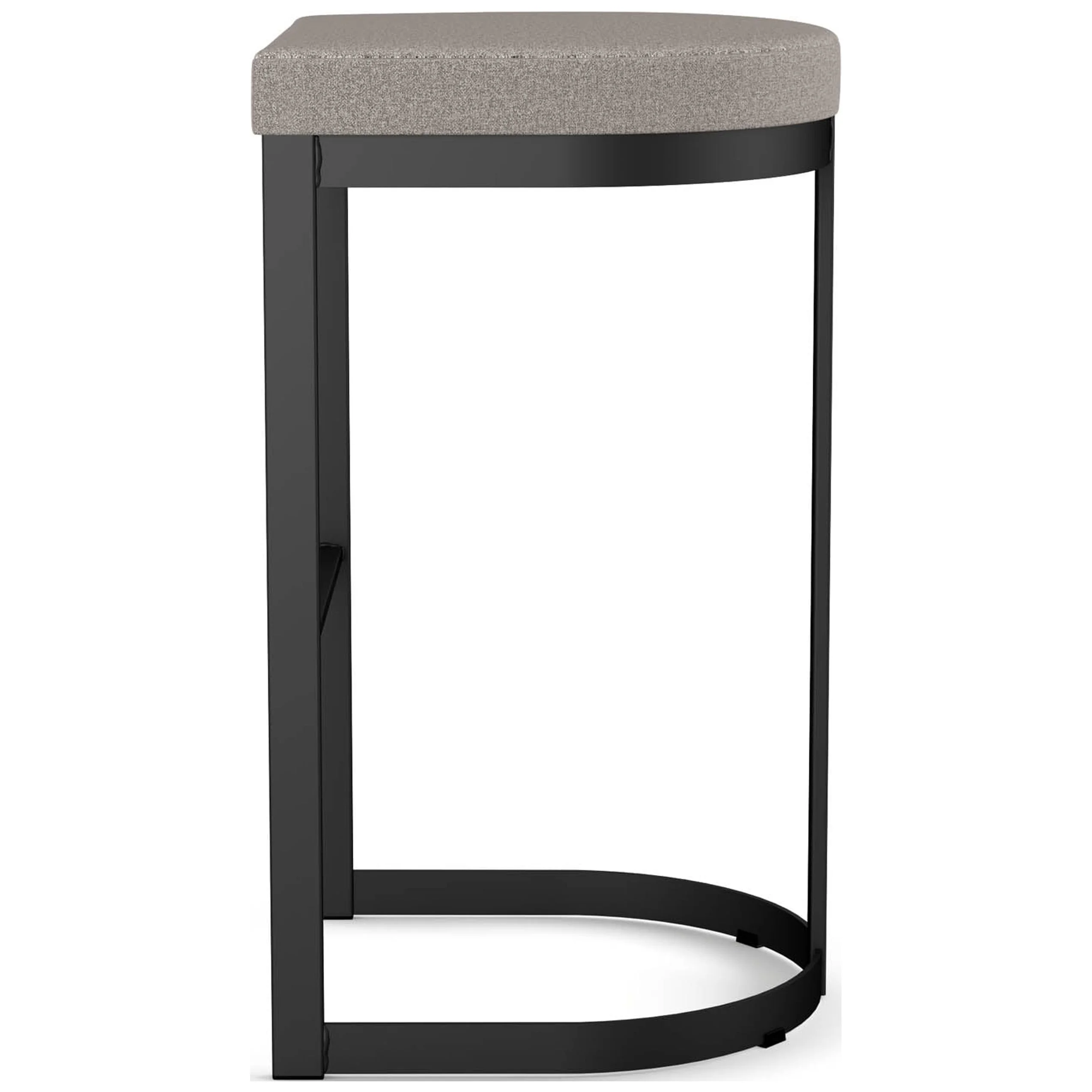 Amisco Lester 26 In. Counter Stool - Grey and Beige Polyurethane / Black Metal