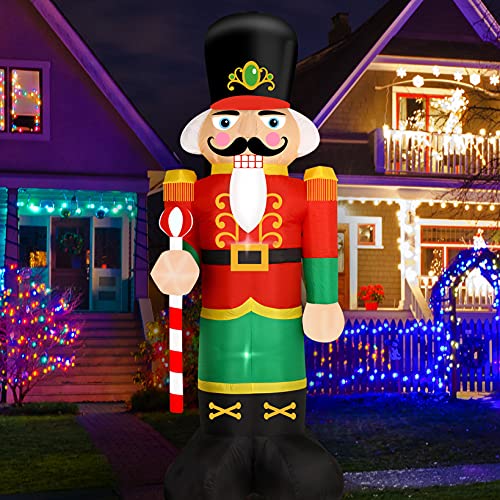 Christmas Inflatable Nutcracker Soldier Yard Decoration Lighted Blow Up Christmas Garden Lawn Decor 8 Feet (Nutcracker-3)