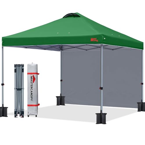MASTERCANOPY Durable Pop-up Canopy Tent with 1 Sidewall (10'x10',White)