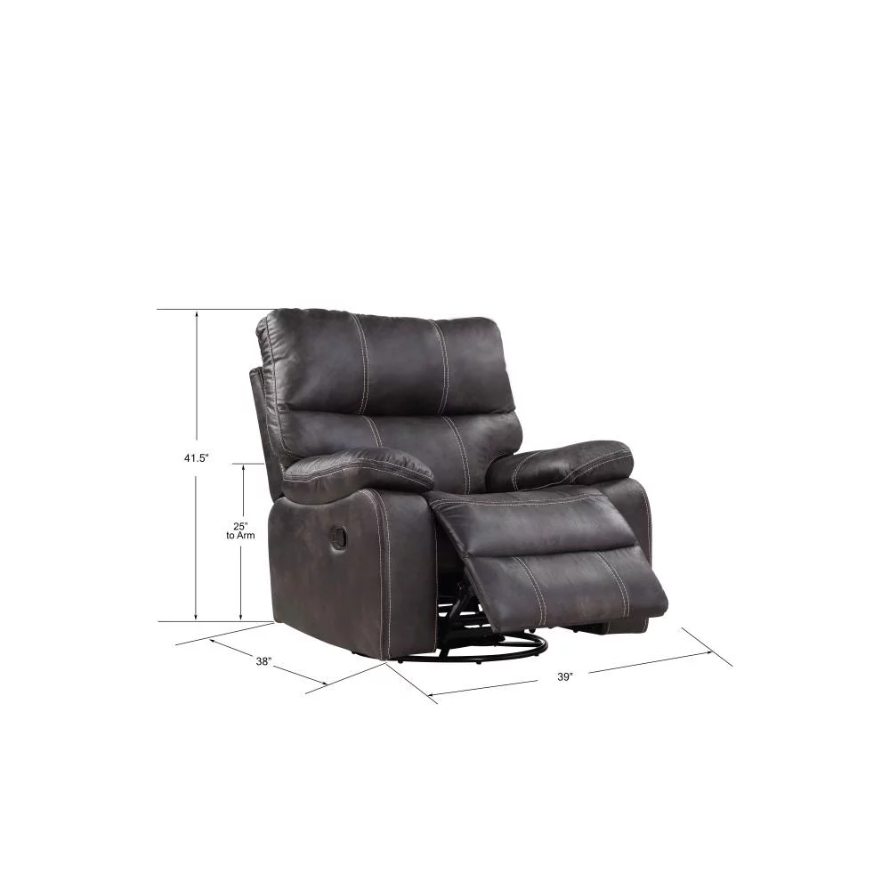 Wallace & Bay Hooper Dark Gray Swivel Reclining Glider with Swivel, Glide, And Recline Motion