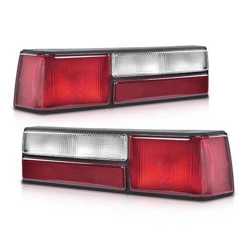 G-PLUS Taillights Taillamps Rear Brake Lights Left&Right w/o Bulbs Compatible with Ford Mustang 1987-1993,FO2800168, FO2801168 Smoky Lens Black Housing Faros Traseros Luces TraserasAssembly