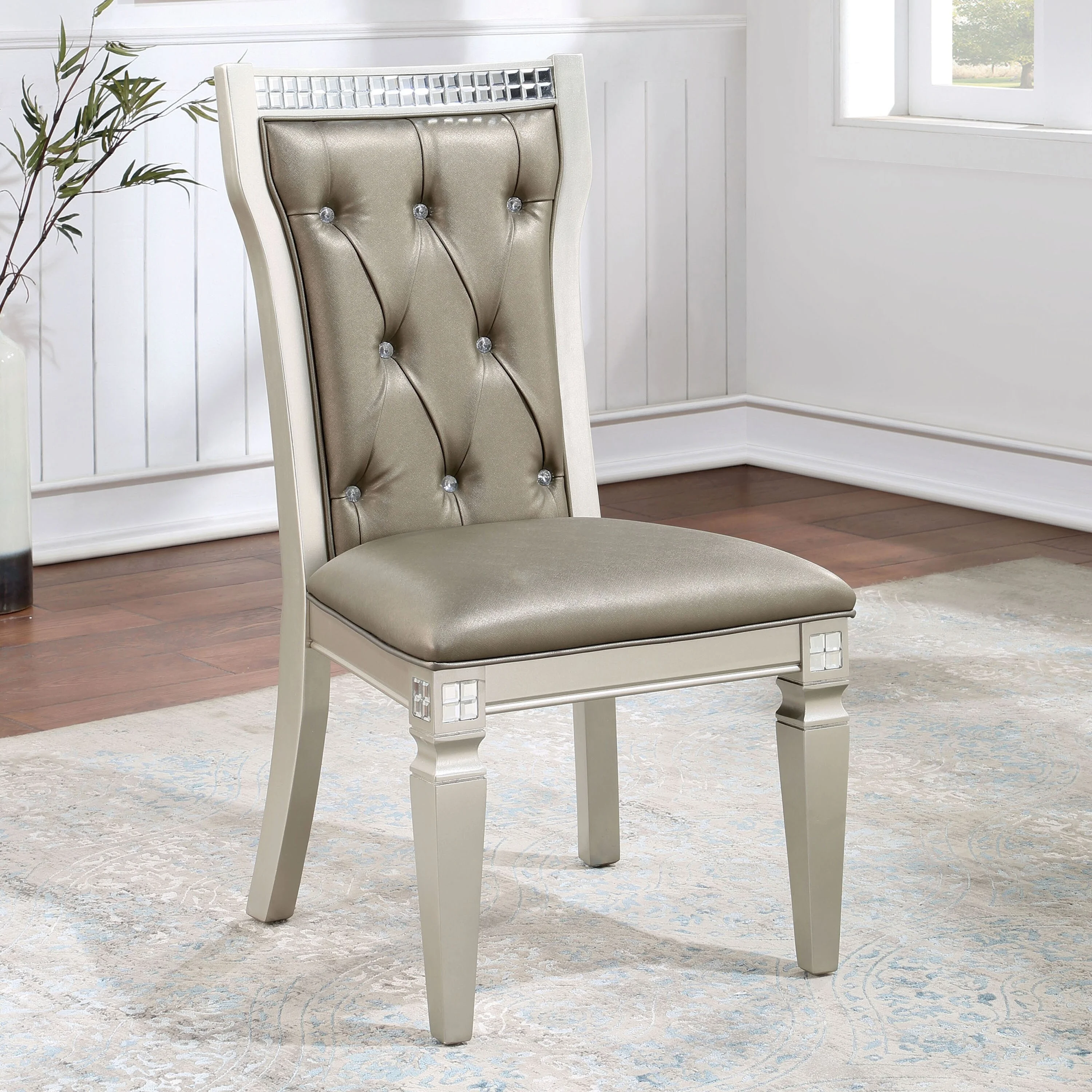 Furniture of America Medlee Modern Faux Leather Tufted Side Chair  (Set of 2)