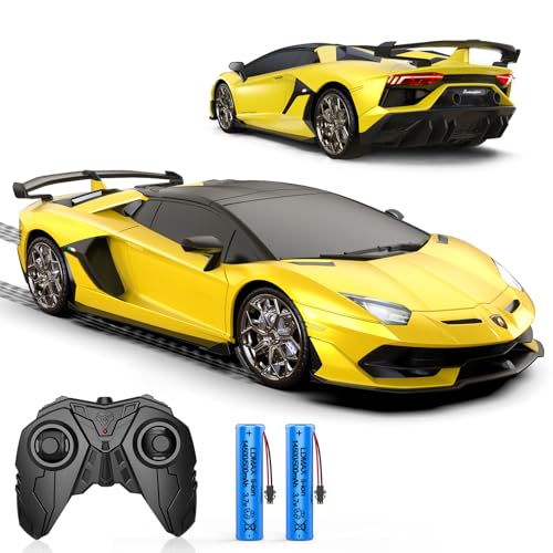 Remote Control Car for Lamborghini, Officially Licensed 1:16 Scale Lambo Hobby Rc Cars with Headlight, 2.4GHz Race Car Toys for Boy Girl 4-12 Years Old, 12Km/h, Birthday Gift