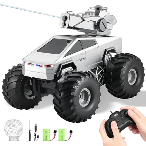 Remote Control RC Truck, 1:16 Amphibious Remote Control Car with Water Squirt, Waterproof RC Monster Truck, 4WD All-Terrain Off-Road Pickup RC Trucks Gift for Kids Boys