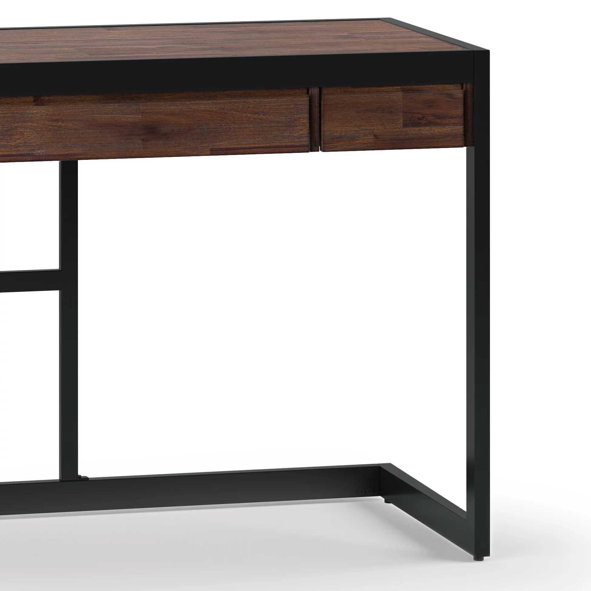 Simpli Home Erina Wood Small Desk in Distressed Charcoal Brown