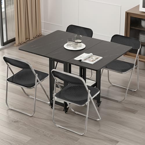 6 Pack Plastic Folding Chair Foldable Plastic Chair, Outdoor Indoor Portable Party Chairs ，Stackable Commercial Seats with Steel ，350-Pound Capacity, Black