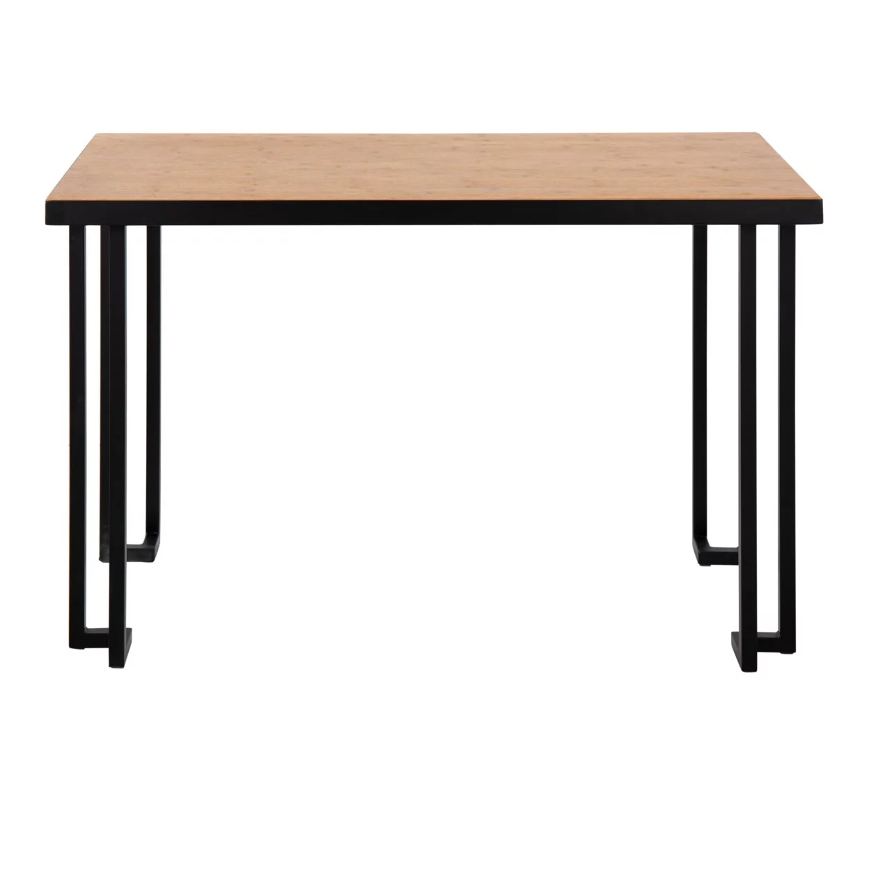 Home Roman Industrial Desk In Black Steel With Natural Wood Top