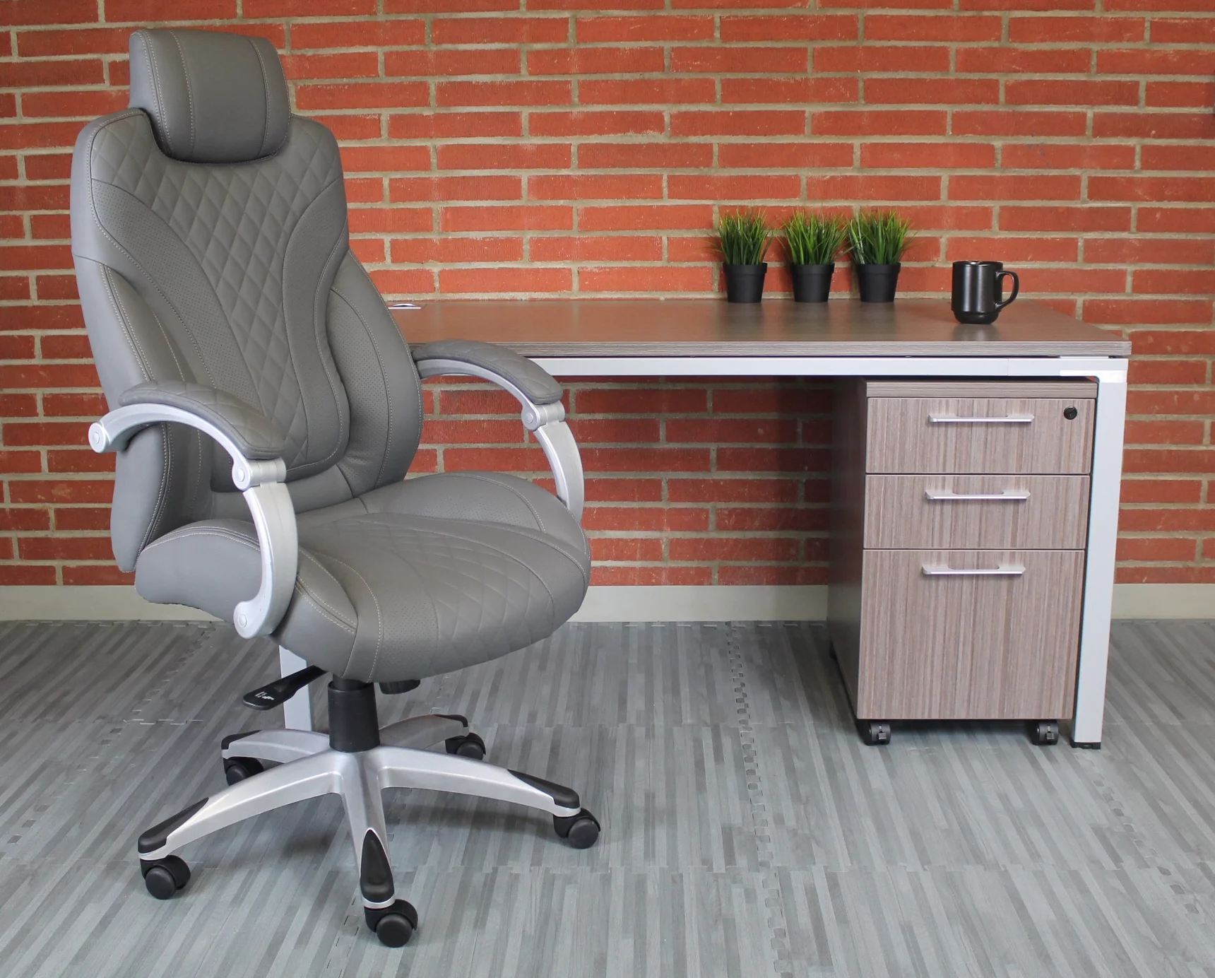 Boss Office & Home X-Series Transitional Grey Executive Hinged Arm Chair