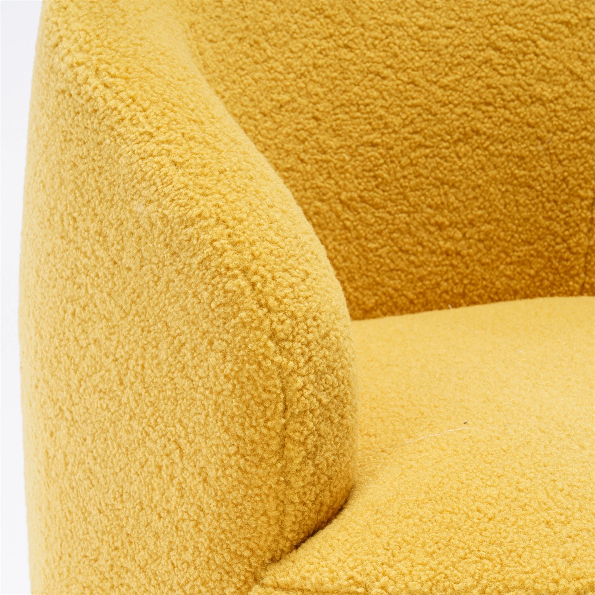 Unbranded Teddy Fabric Swivel Armchair with Black Powder Coated Metal Ring Yellow