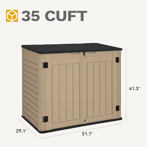 DWVO 5x3ft Resin Outdoor Storage Shed with Floor, Waterproof Lockable Storage Shed with Window, Plastic Outside Tool Storage for Garden, Backyard, Patio, Lawn, Gray