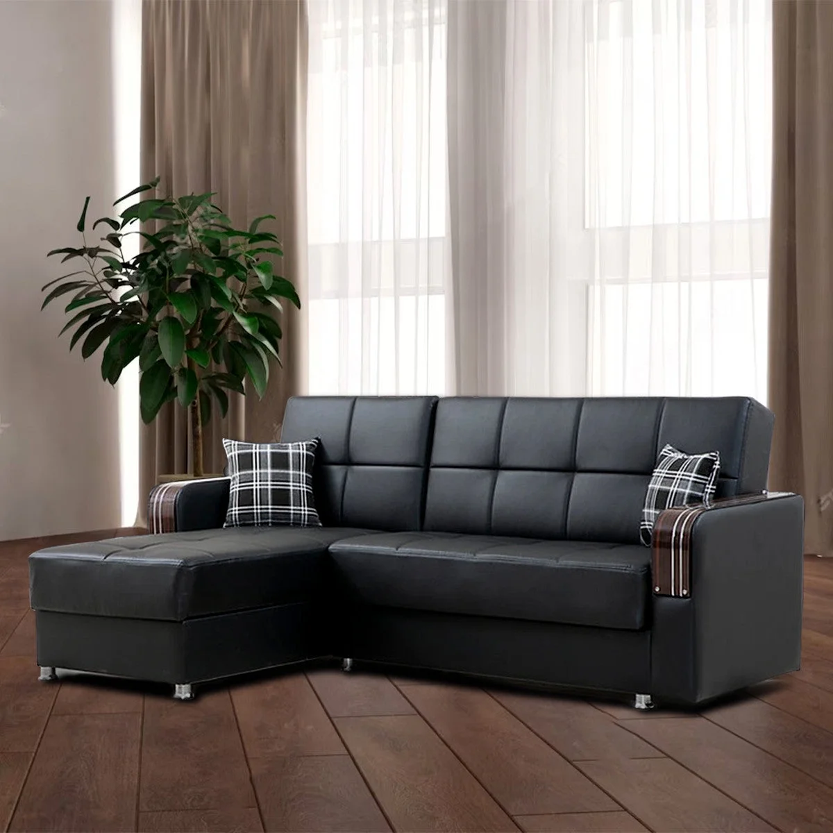 London Black Reversible Sectional Sofa
