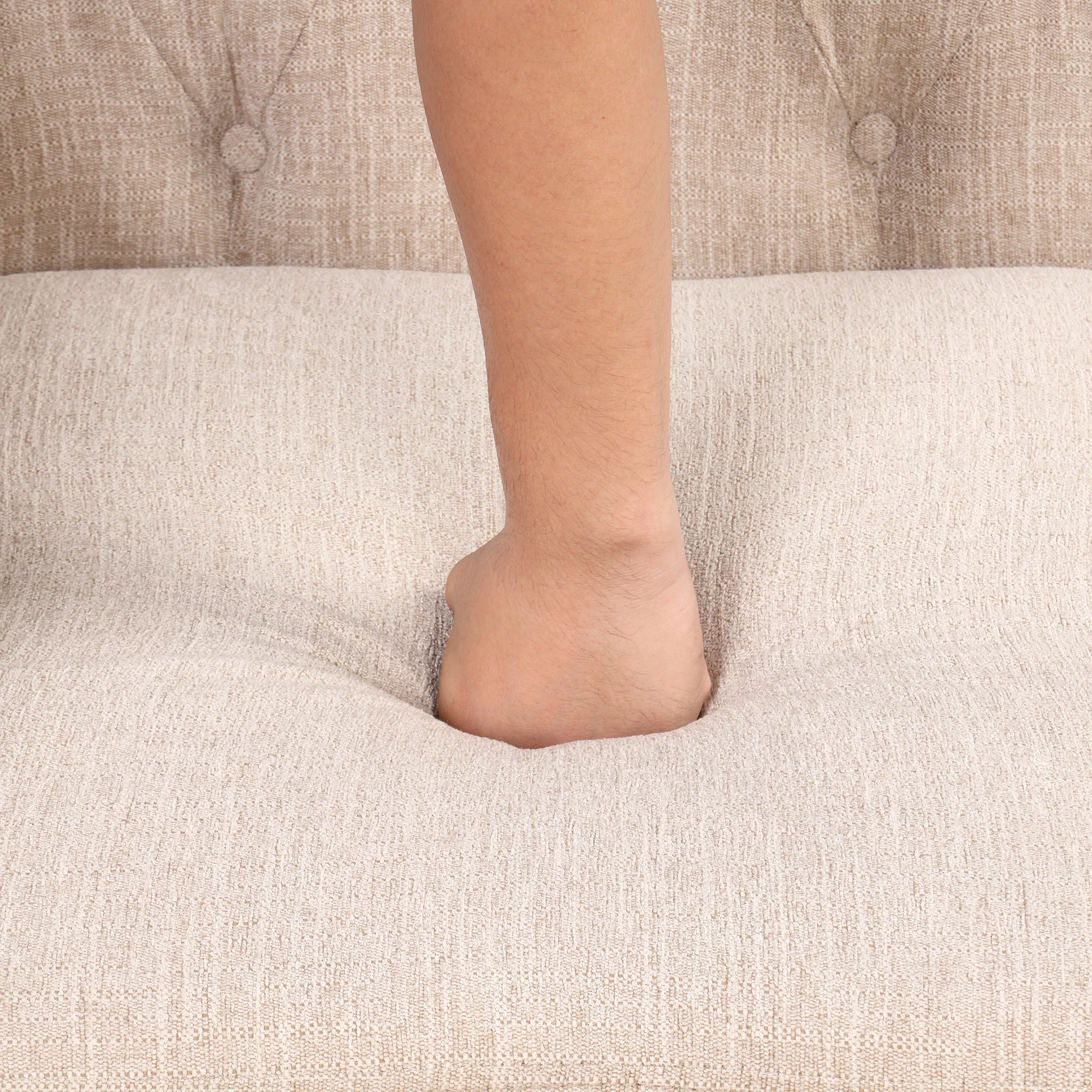 Modern three-piece sofa set with solid wood legs, button-down tufted backrest, Dutch velvet upholstered sofa set including three-seater sofa, two-seater and living room furniture set Single chair