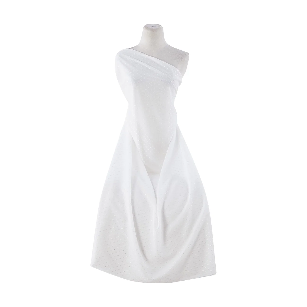 Zelouf Edan Chiffon Dobby W/ Foil  , Sewing, DIY, Crafts Fabric by the Yard, Ivory, 20 Yard