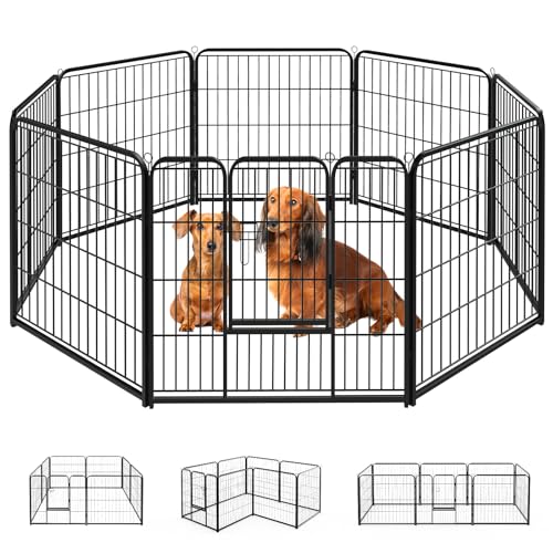 Heavy-Duty Iron Dog Playpen –8 Panel 24” Durable, Rust-Resistant Pet Fence for Indoor & Outdoor Use, Secure & Spacious Pet Play Area for Dogs, Puppies & Small Animals