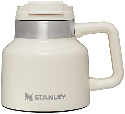 Stanley Tough-To-Tip Admiral's Mug 20 oz | Twist-on Flip Open Lid | Wide Body with Non-Skid Rubber Base | Insulated Stainless Steel Coffee Cup | BPA-Free | Cream Gloss