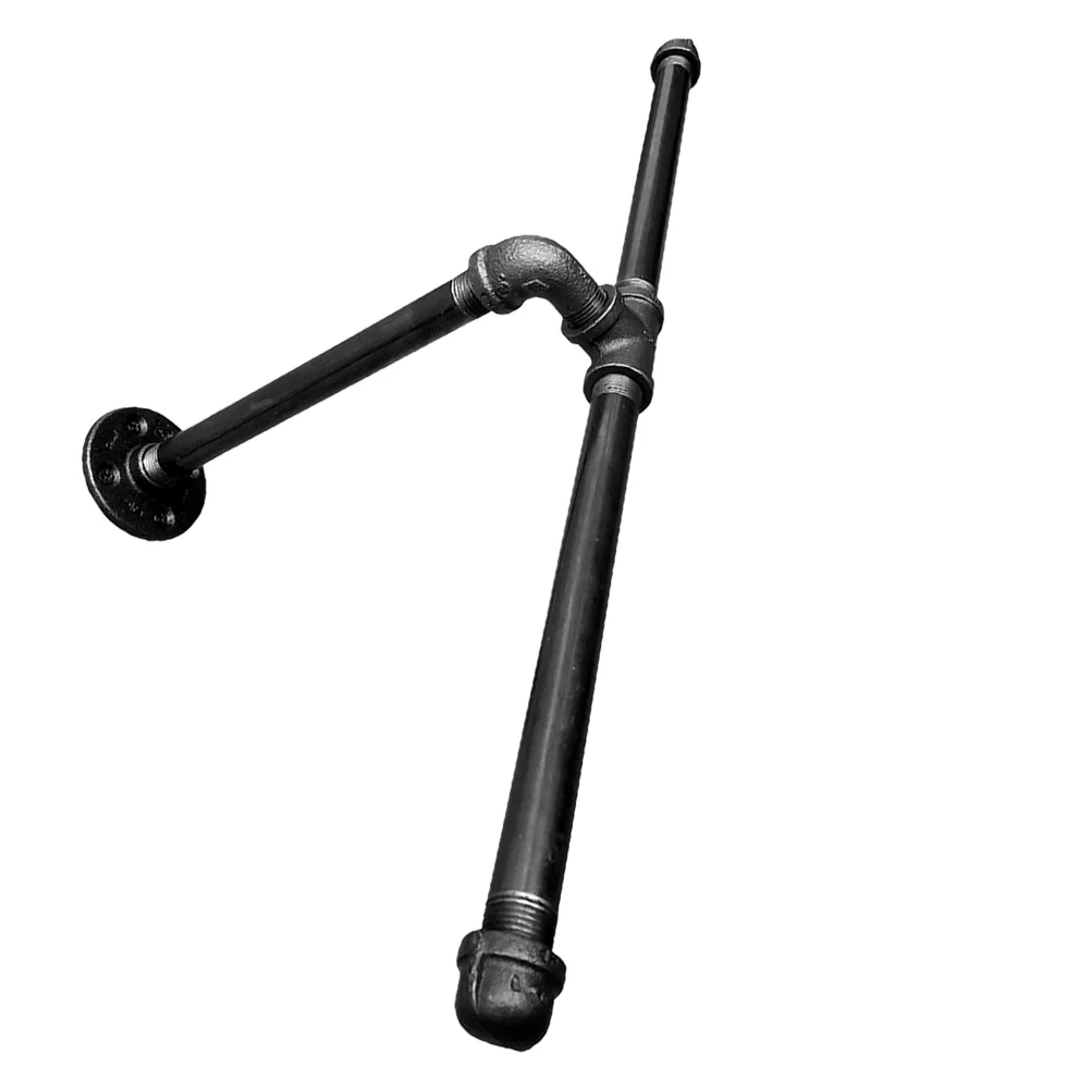 Homemaxs Rack Clothes Garment Pipe Wall Bar Iron Clothing Industrial Mounted Hanger Hanging Rod Hanger Mount Wardrobe Rack