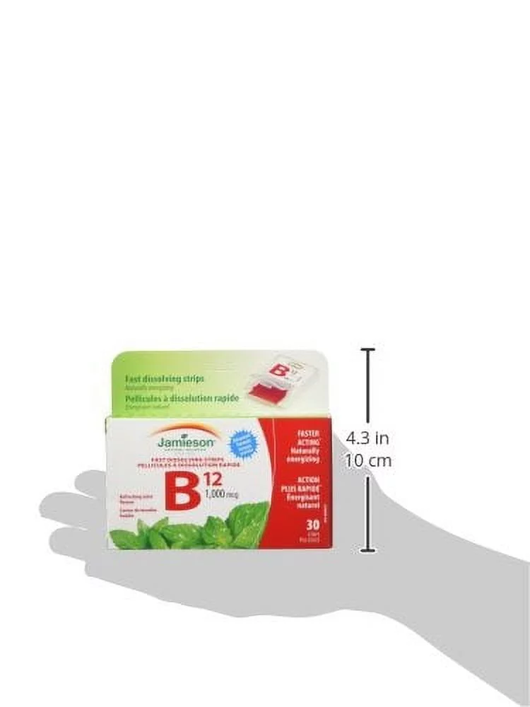 Jamieson Vitamin B12 1,000 mcg Fast Dissolving Strips, 30 Strips