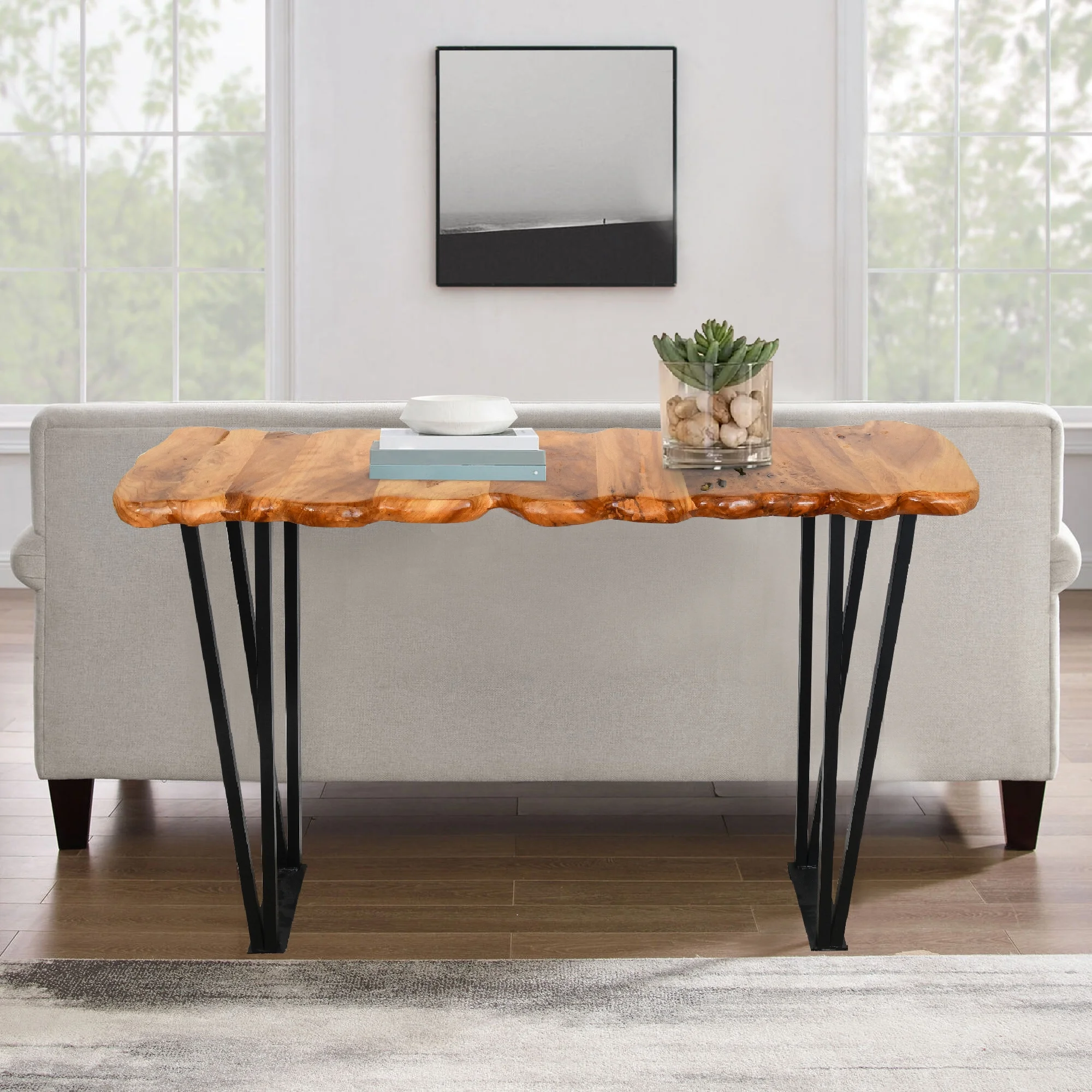Greenage Cedar Wood Console Table-43.5