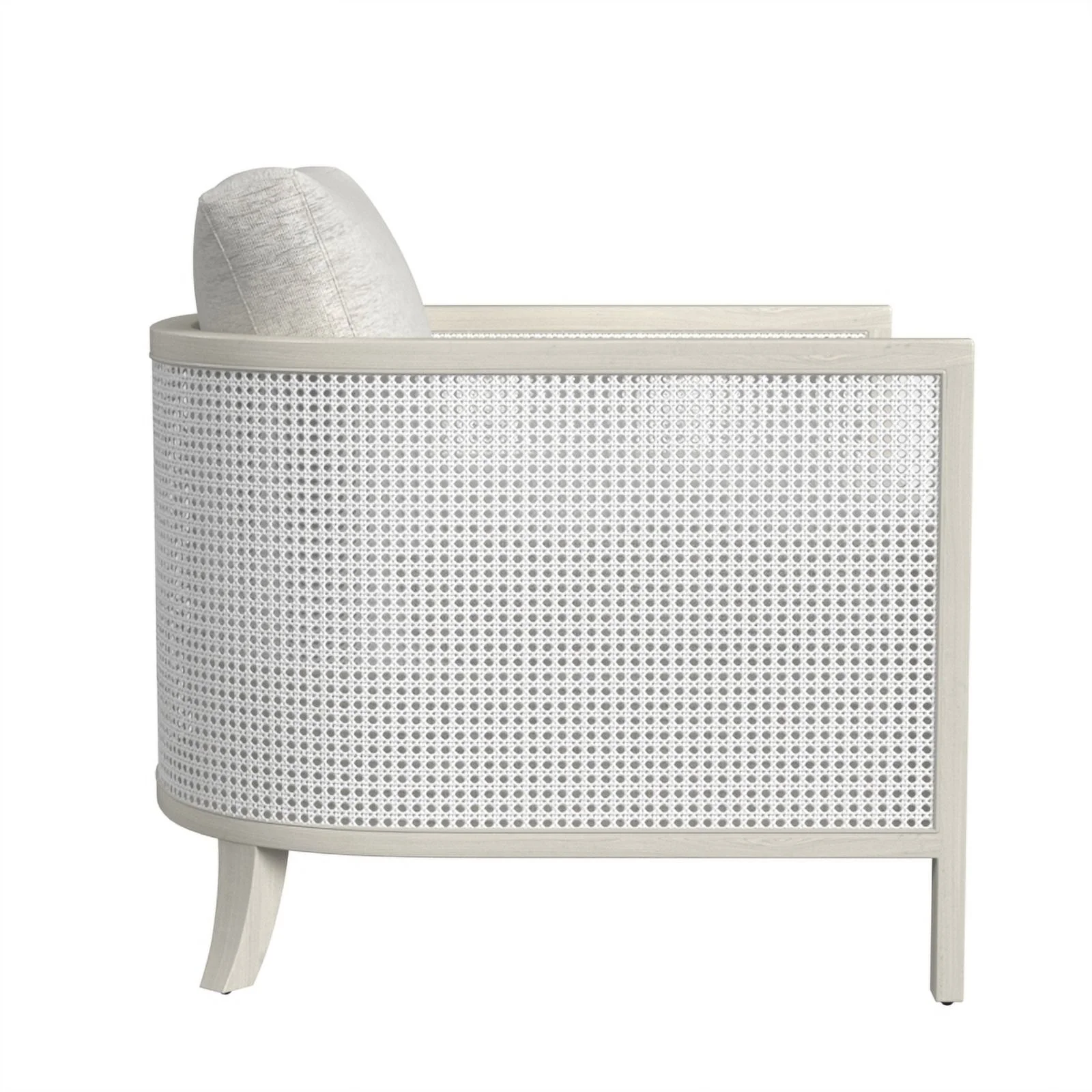 Maklaine Coastal Farmhouse Accent Chair in Hand Brushed White Wood and Fabric