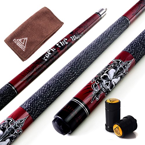 CUESOUL 58 inch 19/20/21 oz 1/2 Maple Pool Cue Stick Kit-Rockin Series