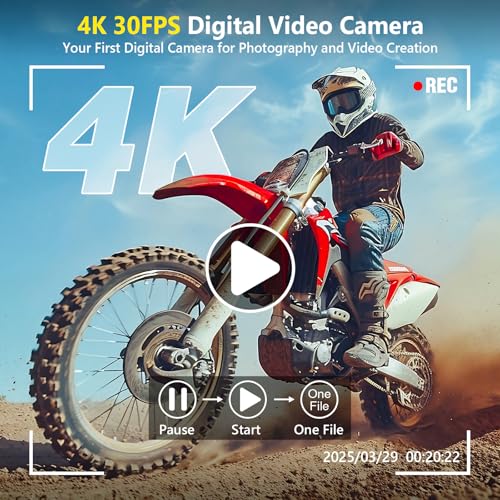 4K Digital Camera for Photography Autofocus, Upgraded 64MP WiFi Vlogging Camera for YouTube with 3