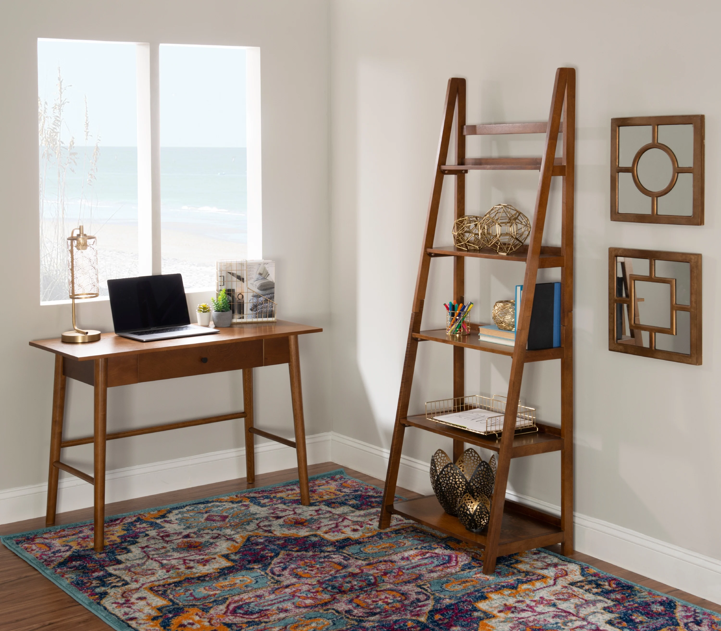 Linon Ashville Single Drawer Mid-Century Writing Desk, 42